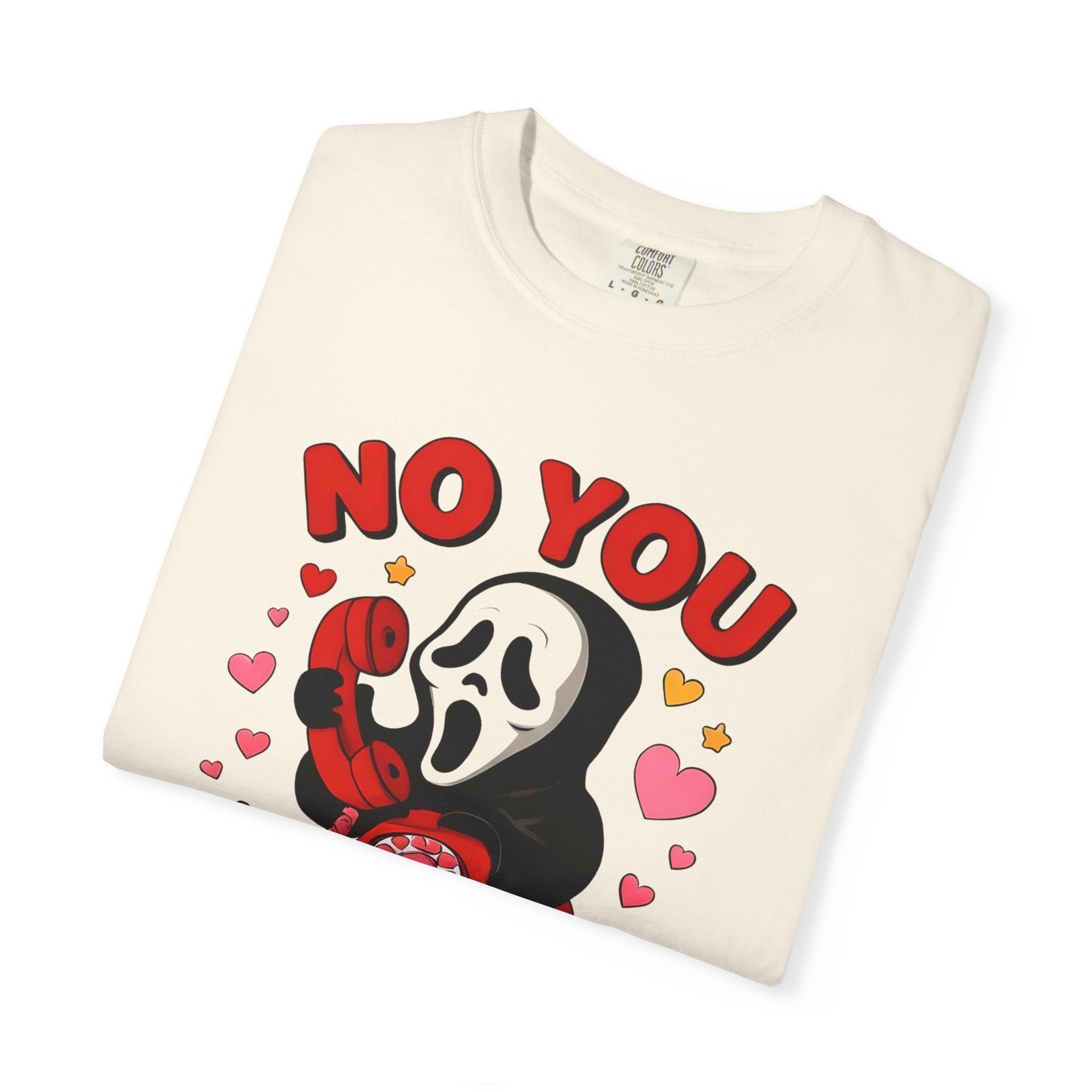 Funny Horror T-Shirt, Unisex Garment-Dyed Tee with 'No You Hang Up' Text, Perfect for Halloween and Movie Lovers, Cute Gift Idea, [...]