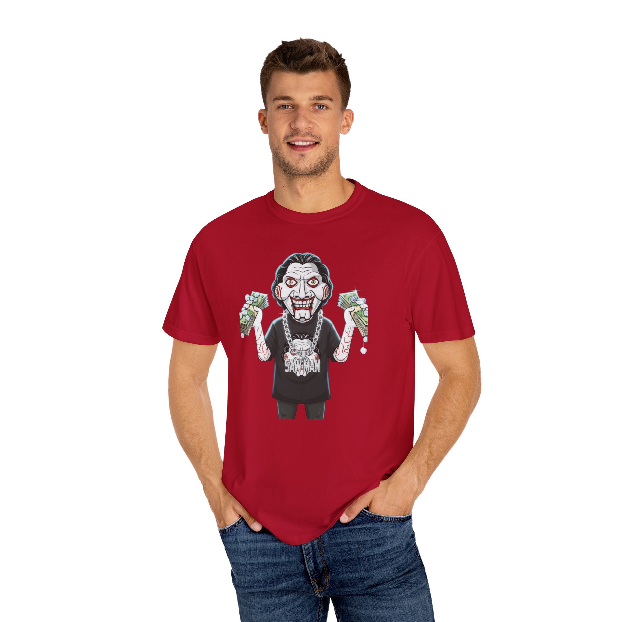 Halloween Jigsaw Unisex T-shirt with Scary Hip Hop Grillz Diamonds Money Design