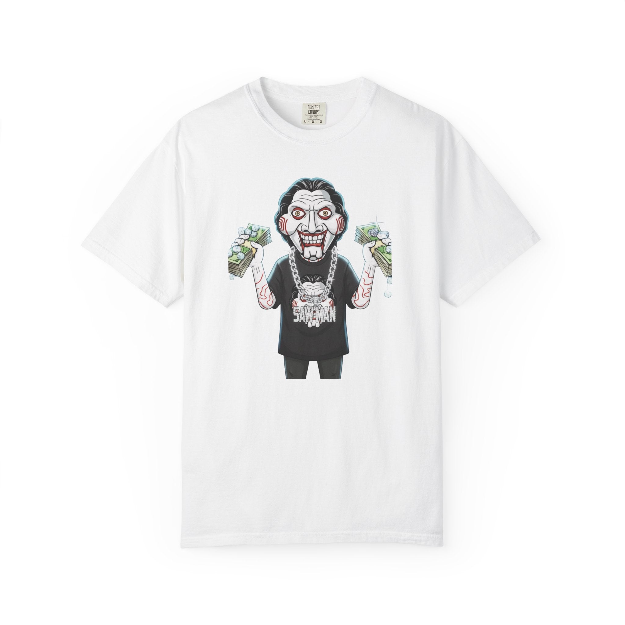 Halloween Jigsaw Unisex T-shirt with Scary Hip Hop Grillz Diamonds Money Design
