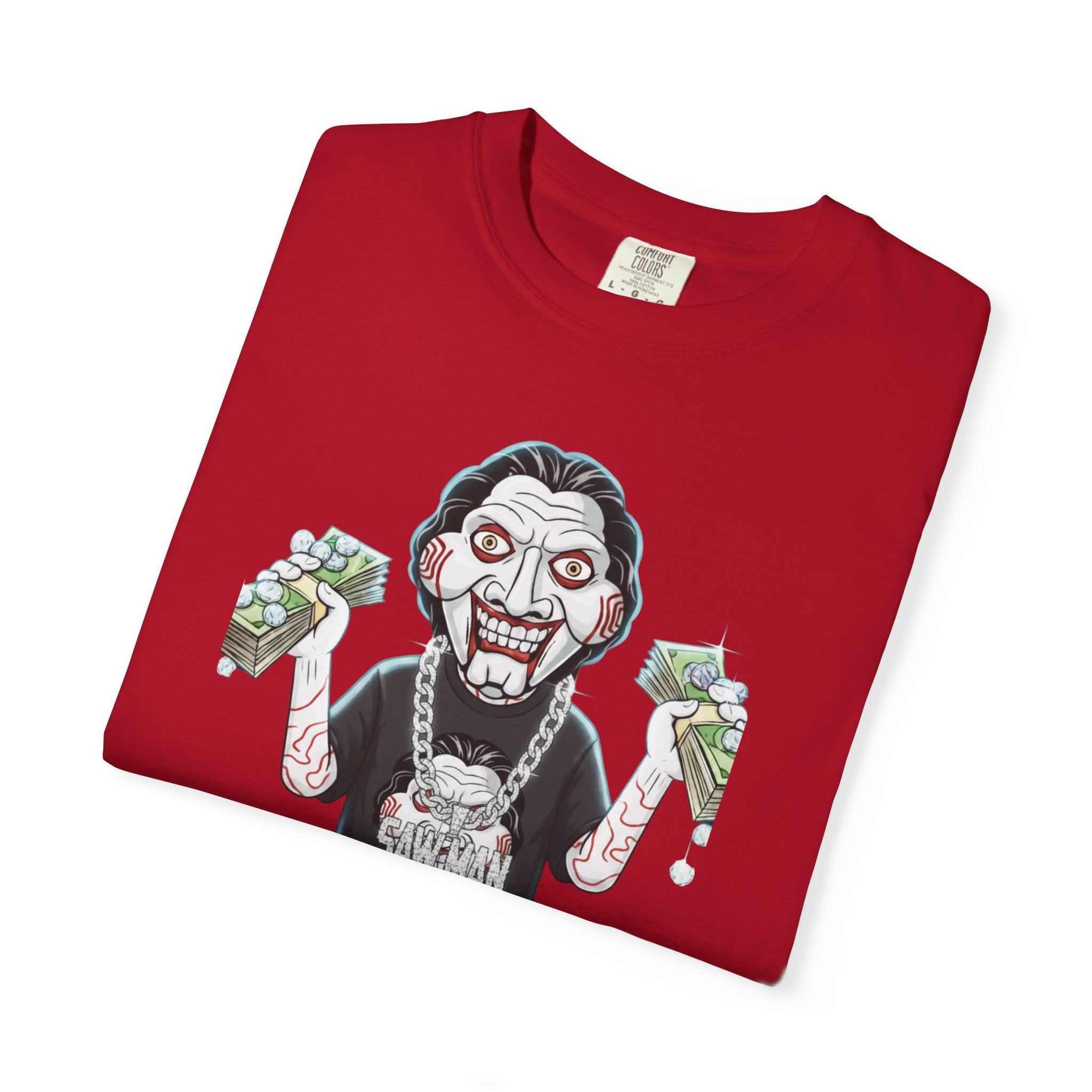 Halloween Jigsaw Unisex T-shirt with Scary Hip Hop Grillz Diamonds Money Design