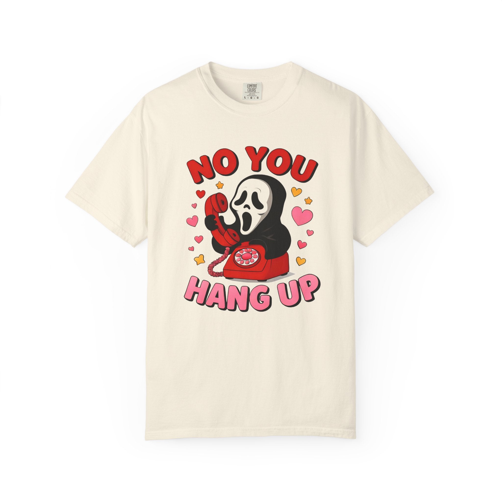 Funny Horror T-Shirt, Unisex Garment-Dyed Tee with 'No You Hang Up' Text, Perfect for Halloween and Movie Lovers, Cute Gift Idea, [...]