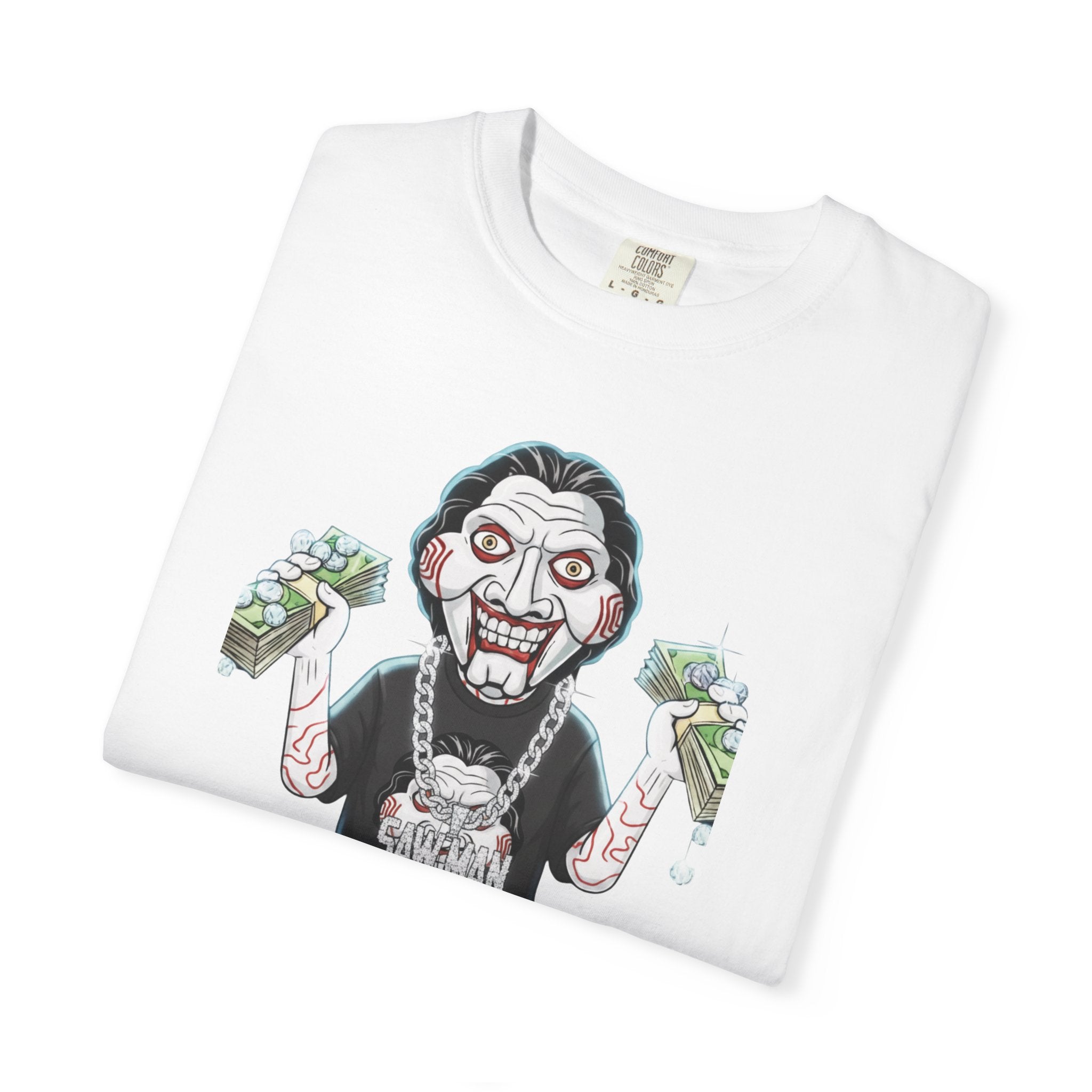 Halloween Jigsaw Unisex T-shirt with Scary Hip Hop Grillz Diamonds Money Design