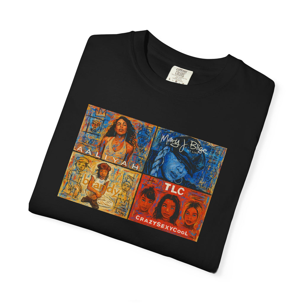 90's Album Covers Aaliyah, Brandy, TLC and Mary J Retro Vibe T-Shirt, Unisex Graphic Tee, Casual Everyday Wear, Street Style, Perfect Gift for Music Lovers
