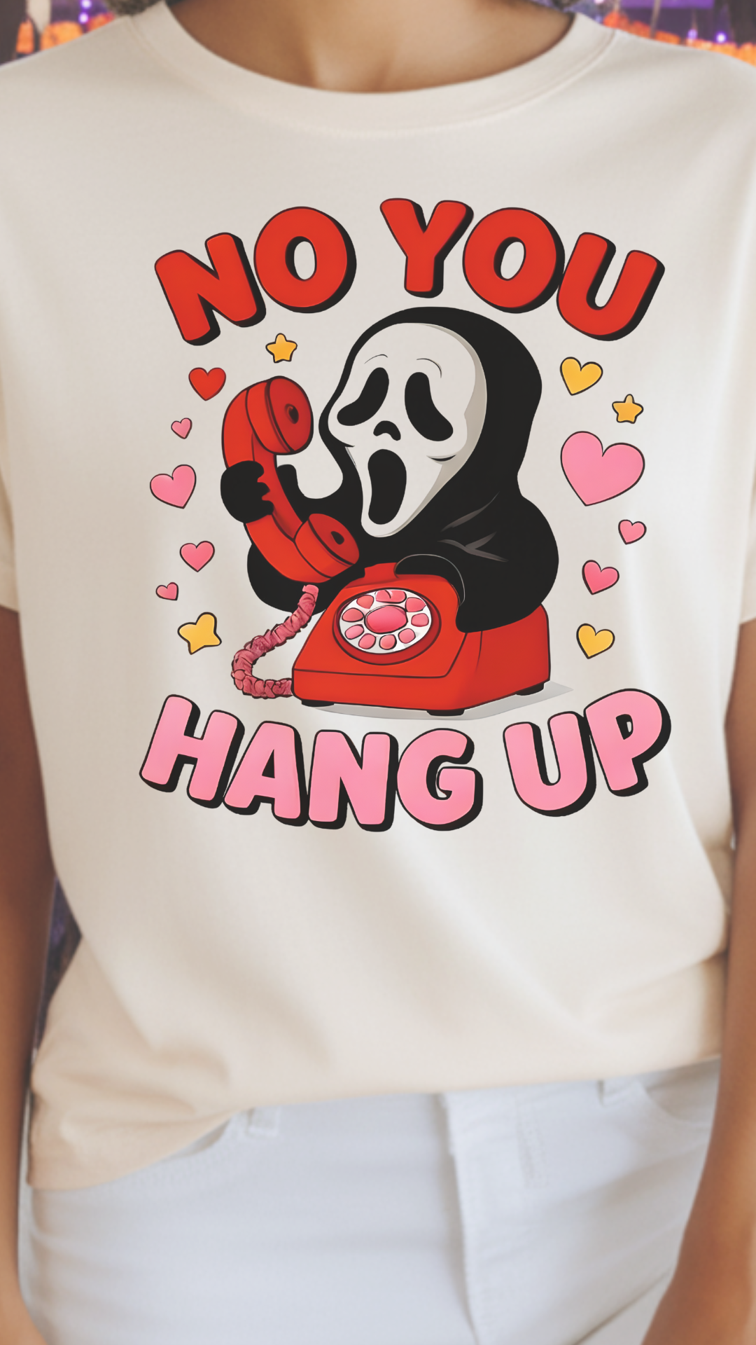 Funny Horror T-Shirt, Unisex Garment-Dyed Tee with 'No You Hang Up' Text, Perfect for Halloween and Movie Lovers, Cute Gift Idea, [...]
